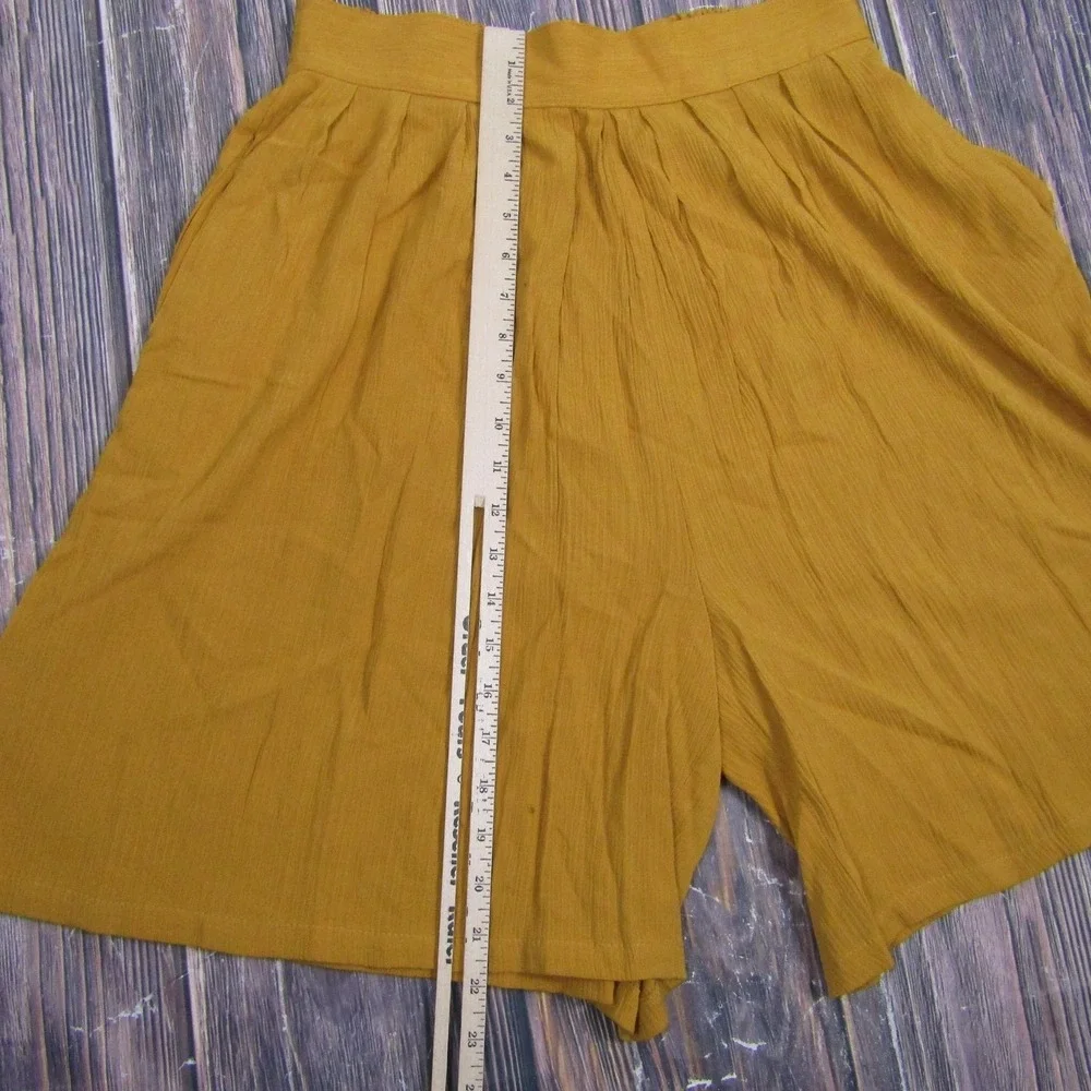 Ship 'N Shore Vintage Womens Large Yellow Culotte Shorts Gauze Pleated USA